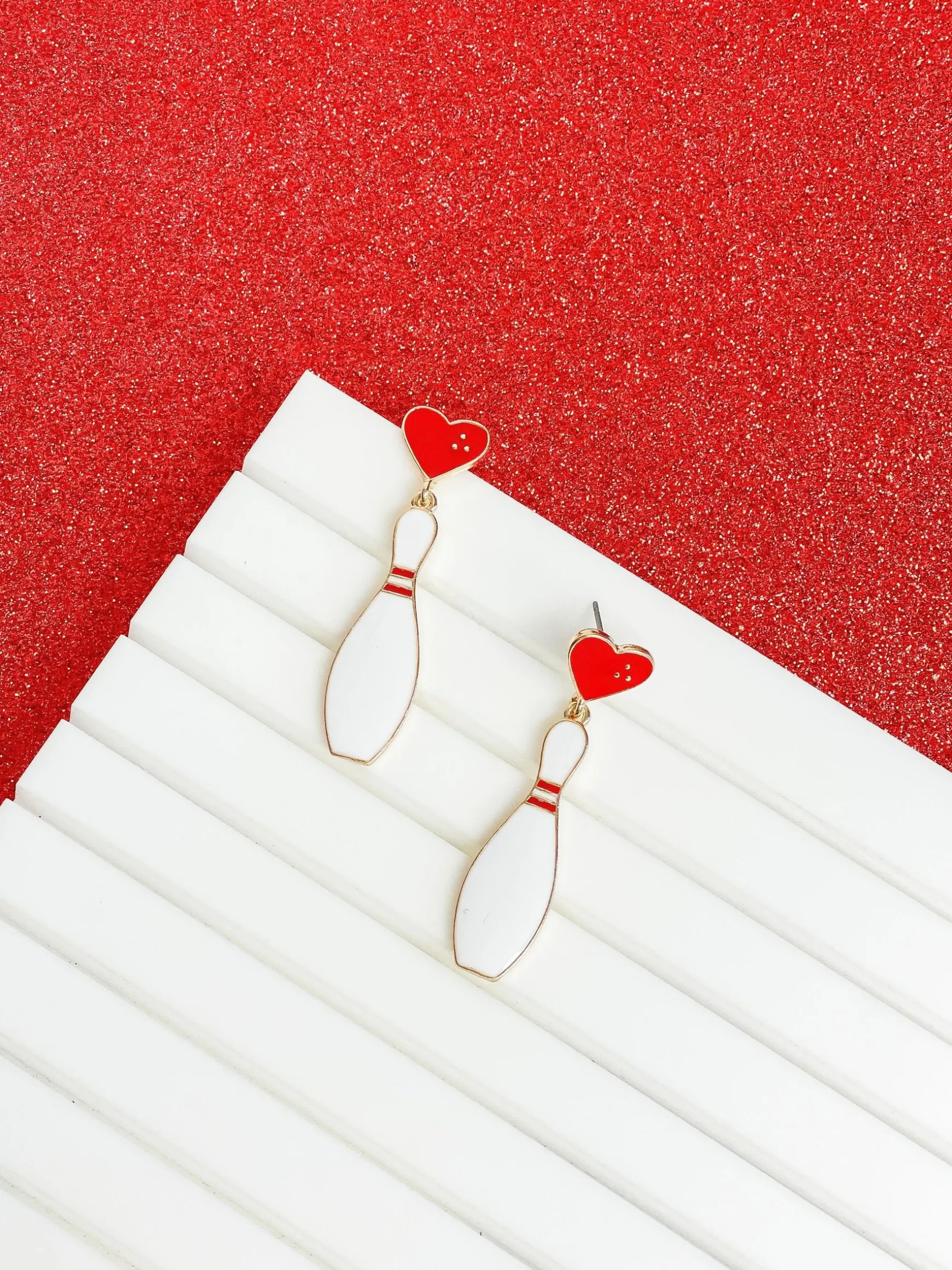 Love Bowling Enamel Dangle Earrings