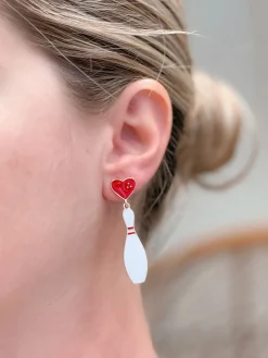 Love Bowling Enamel Dangle Earrings