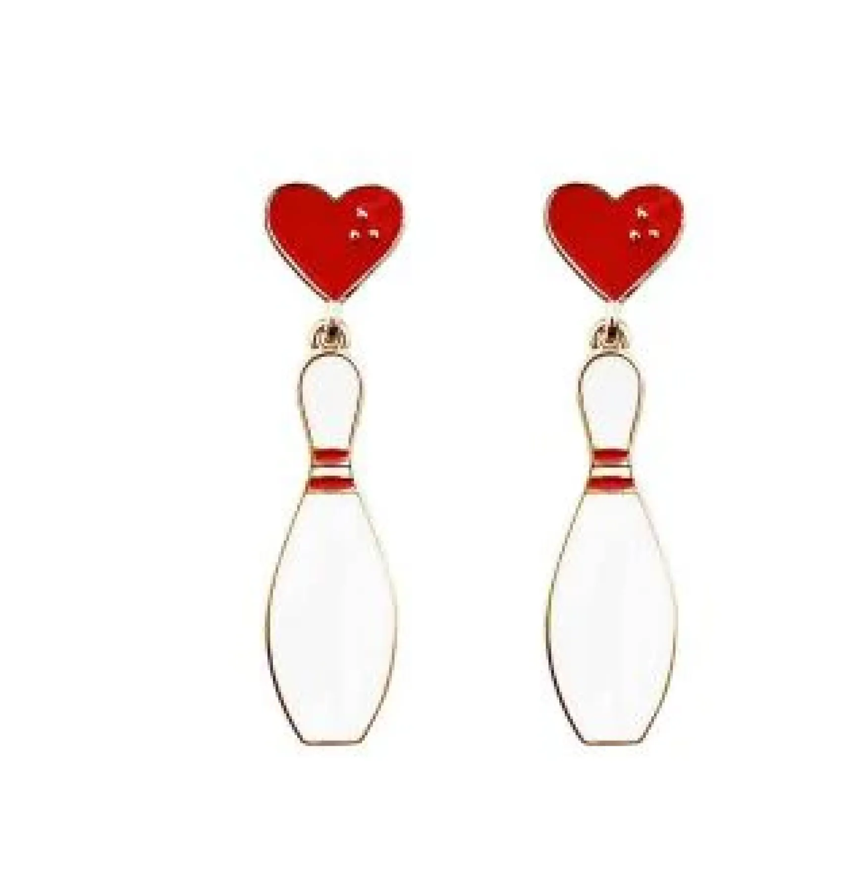 Love Bowling Enamel Dangle Earrings