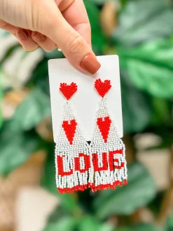 'LOVE' Fringe Dangle Earrings