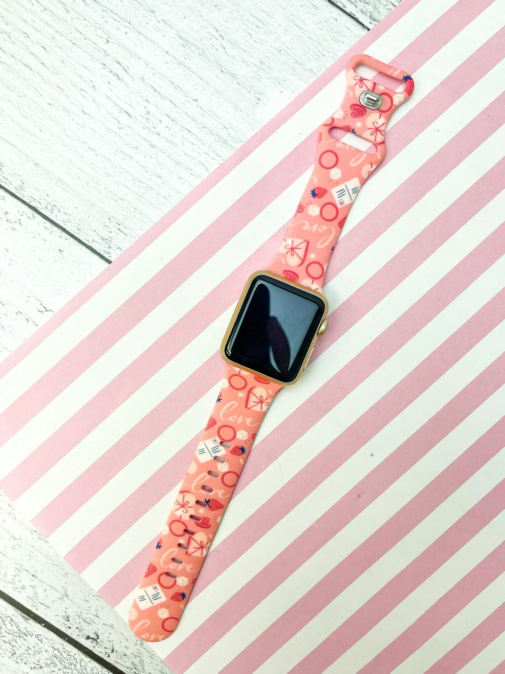 Love Letters Printed Silicone Watch Band - One Size