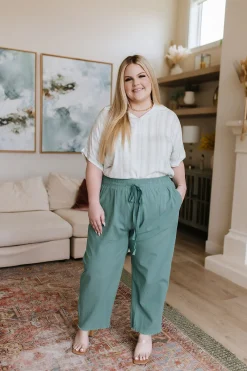 Love Me Dearly High Waisted Pants in Jade