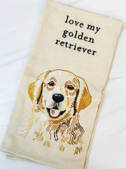 'Love My Golden Retriever' Dish Towel