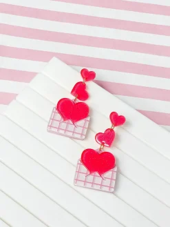 Love Note Heart Trio Dangle Earrings