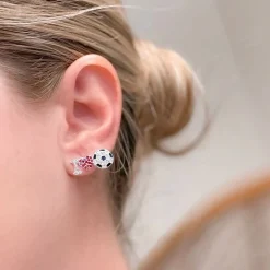 Love Soccer Rhinestone Stud Earrings