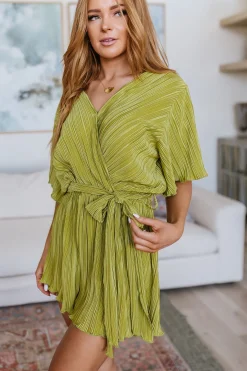 Lovely Life Plisse Romper in Green
