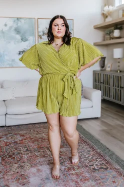 Lovely Life Plisse Romper in Green