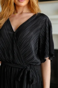 Lovely Life Plisse Romper in Black