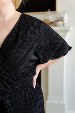 Lovely Life Plisse Romper in Black