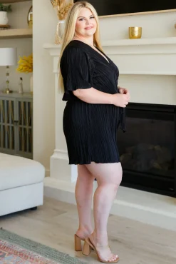 Lovely Life Plisse Romper in Black