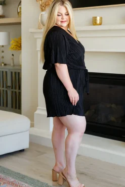 Lovely Life Plisse Romper in Black