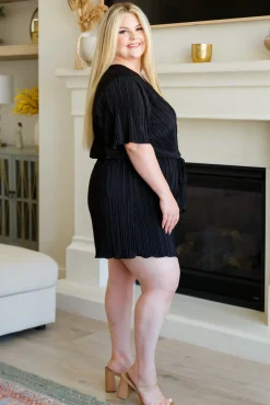 Lovely Life Plisse Romper in Black