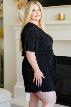 Lovely Life Plisse Romper in Black