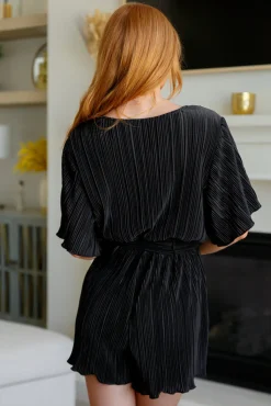 Lovely Life Plisse Romper in Black
