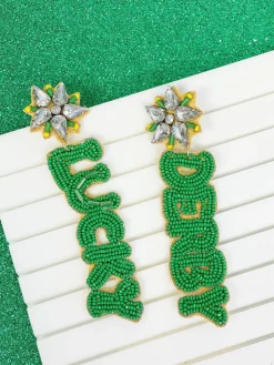 'Lucky Derby' Beaded Dangle Earrings