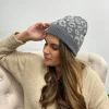 Luxury Cozy Printed Beanie - Gray Leopard
