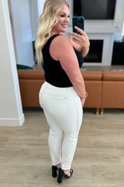 Maddie Mid Rise Braided Side Seam Relaxed Jeans by Judy Blue