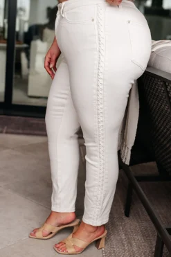 Maddie Mid Rise Braided Side Seam Relaxed Jeans by Judy Blue