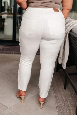 Maddie Mid Rise Braided Side Seam Relaxed Jeans by Judy Blue