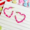 Maddie Rubber Disc Open Heart Hoop Earrings - Pink