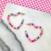 Maddie Rubber Disc Open Heart Hoop Earrings - Multi