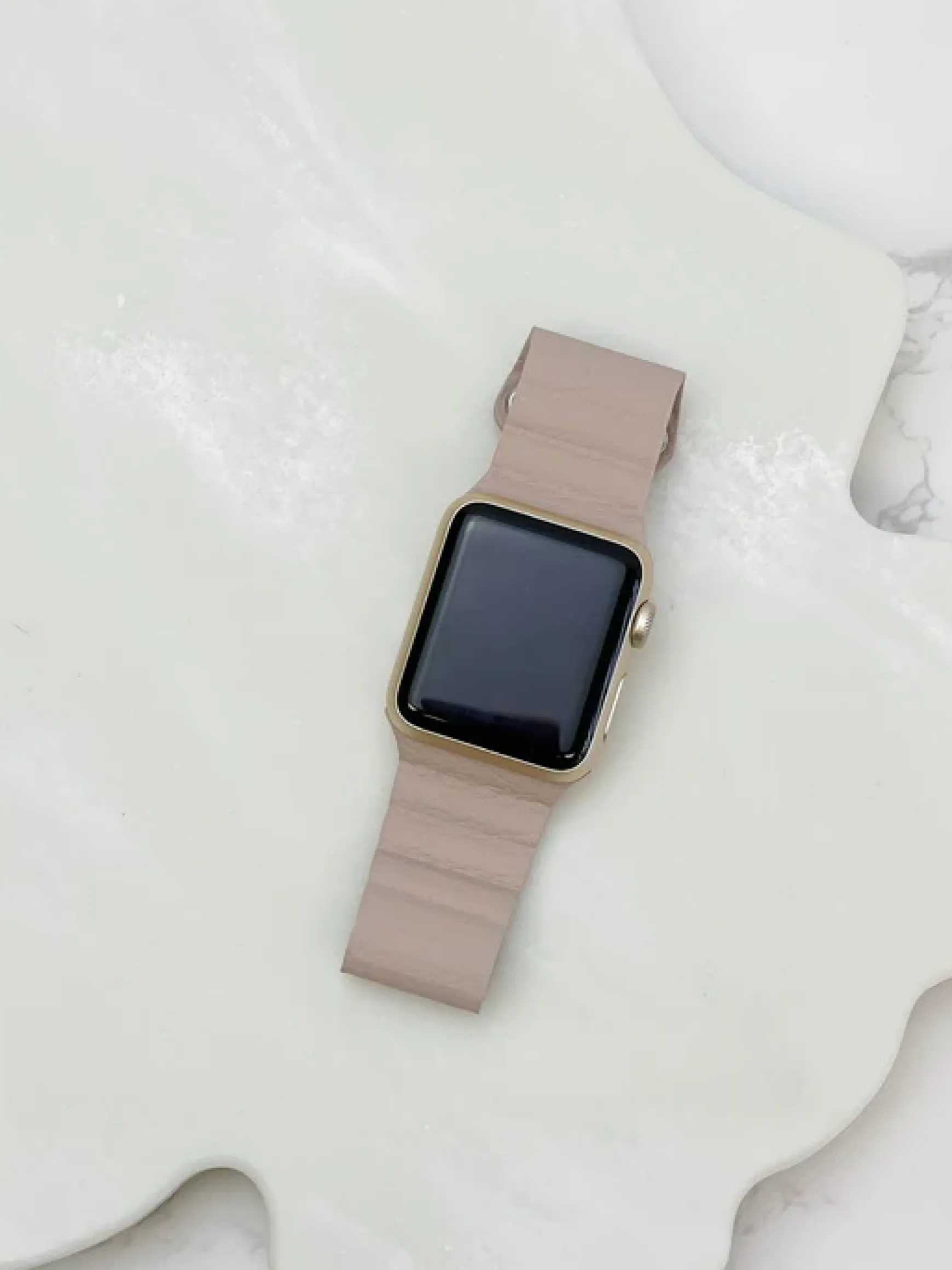 Magnetic Leather Smart Watch Band - Beige