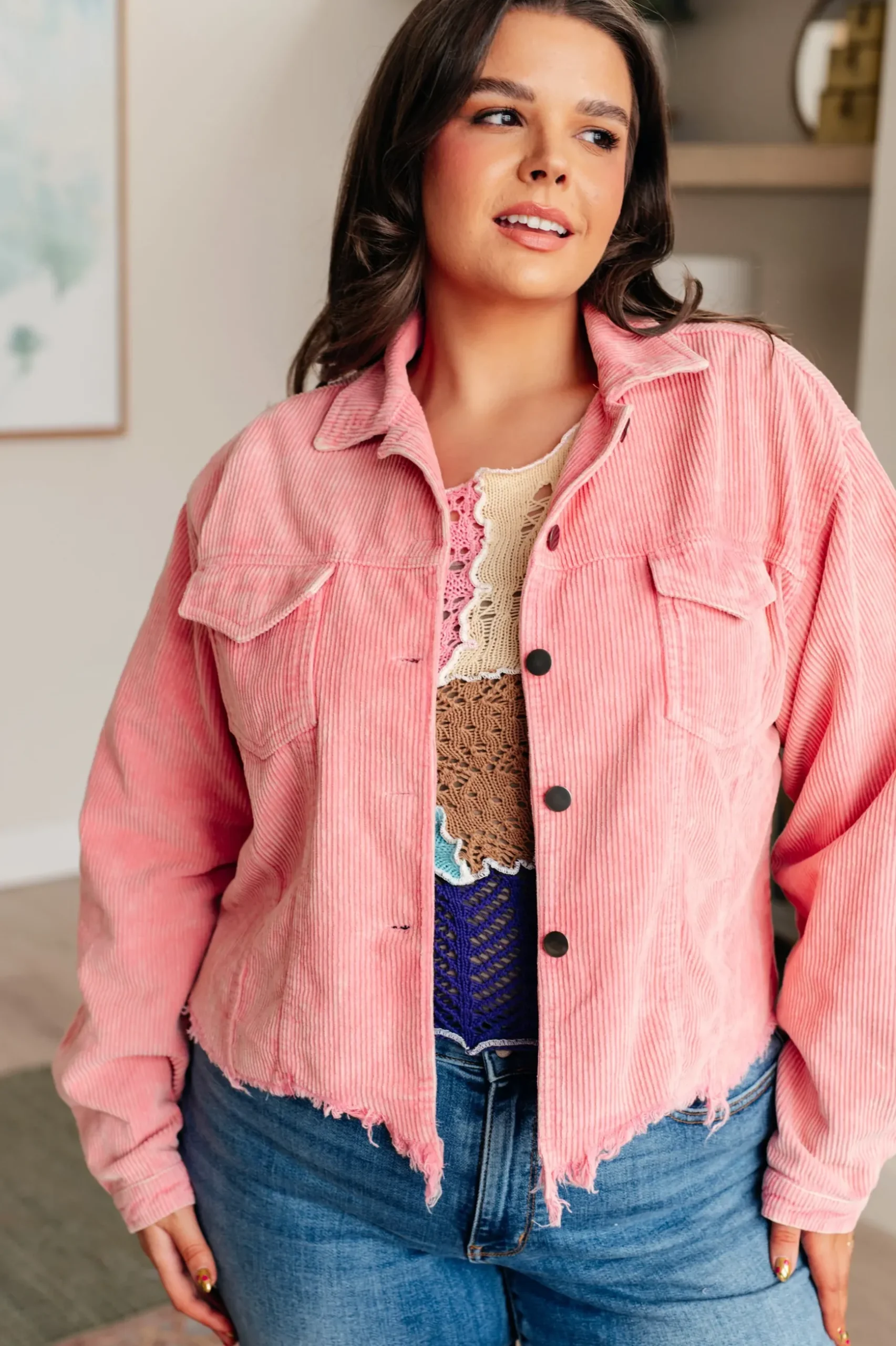 Main Stage Corduroy Jacket in Neon Pink