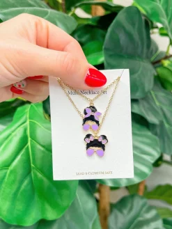 Mama & Mini Messy Bun Necklace Set - Purple