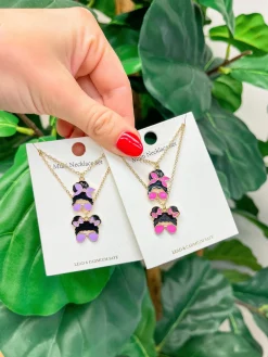 Mama & Mini Messy Bun Necklace Set - Purple