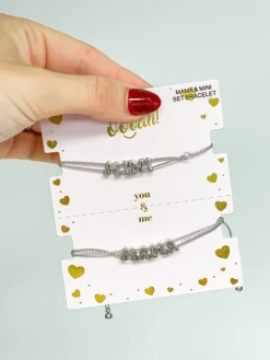 Mama & Mini Metal Bracelet Set - Silver