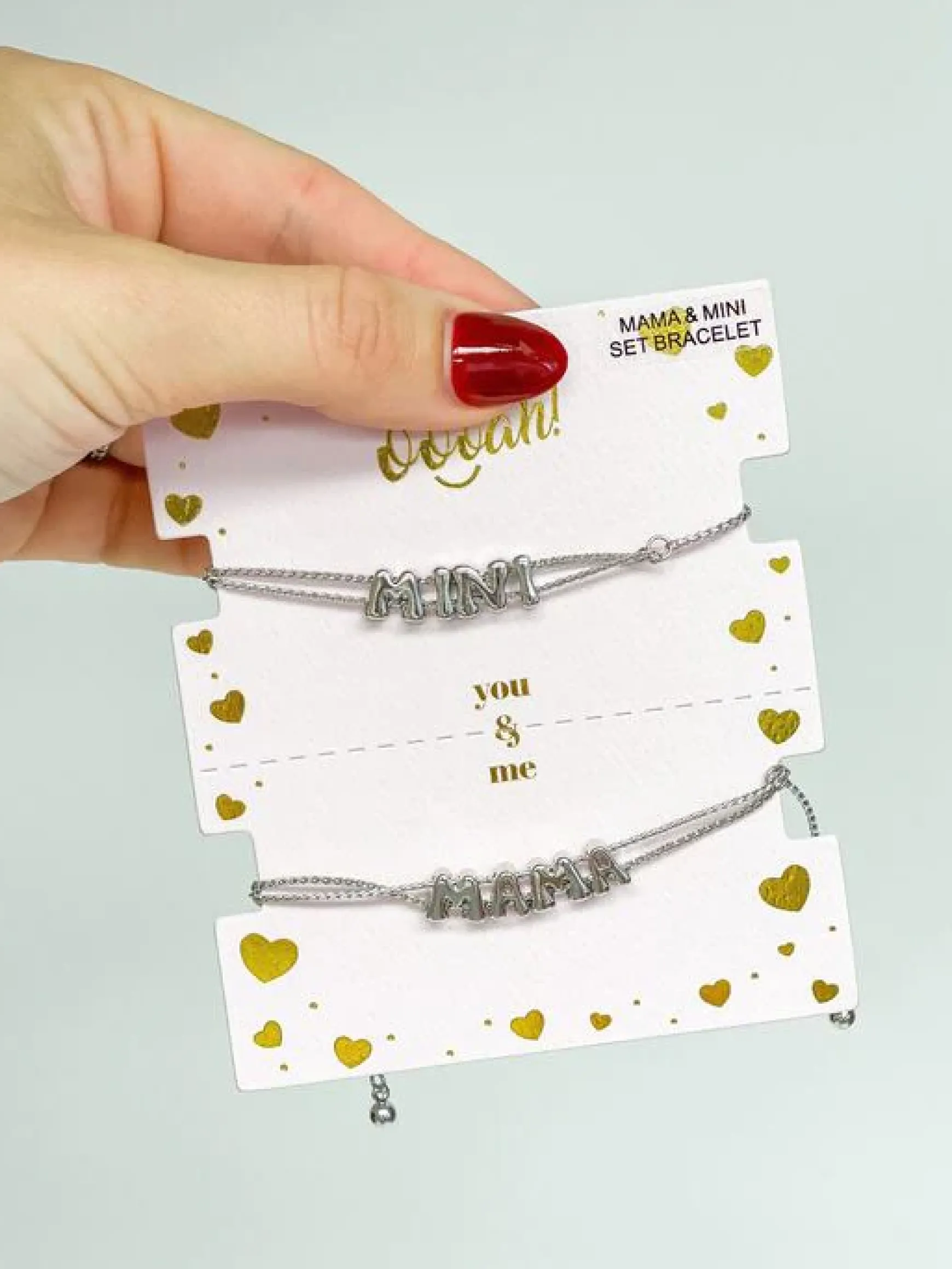 Mama & Mini Metal Bracelet Set - Silver