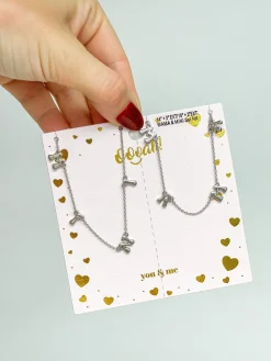 Mama & Mini Station Necklace Set - Silver