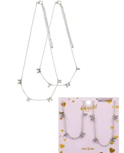 Mama & Mini Station Necklace Set - Silver
