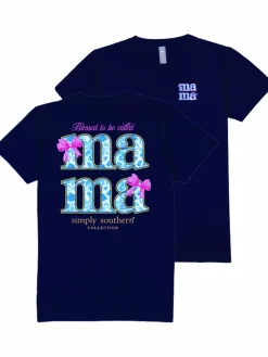 'Mama' Blue Rose & Bows Short Sleeve Tee by Simply Southern