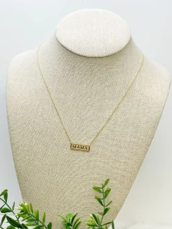 'MAMA' Gold Bar Pendant Necklace