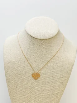 'Mama' Gold Rhinestone Heart Necklace