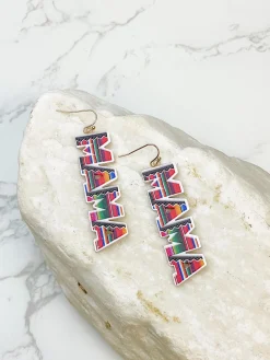 'MAMA' Serape Printed Dangle Earrings