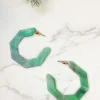 Marbled Geometric Hoop Earrings - Green