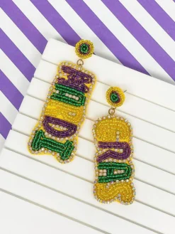 'Mardi Gras' Beaded & Rhinestone Beaded Earrings