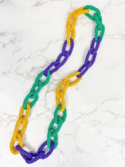 Mardi Gras Beaded Link Necklace