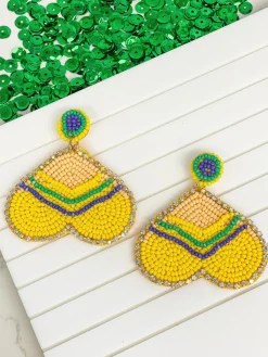 Mardi Gras Beads Dangle Earrings