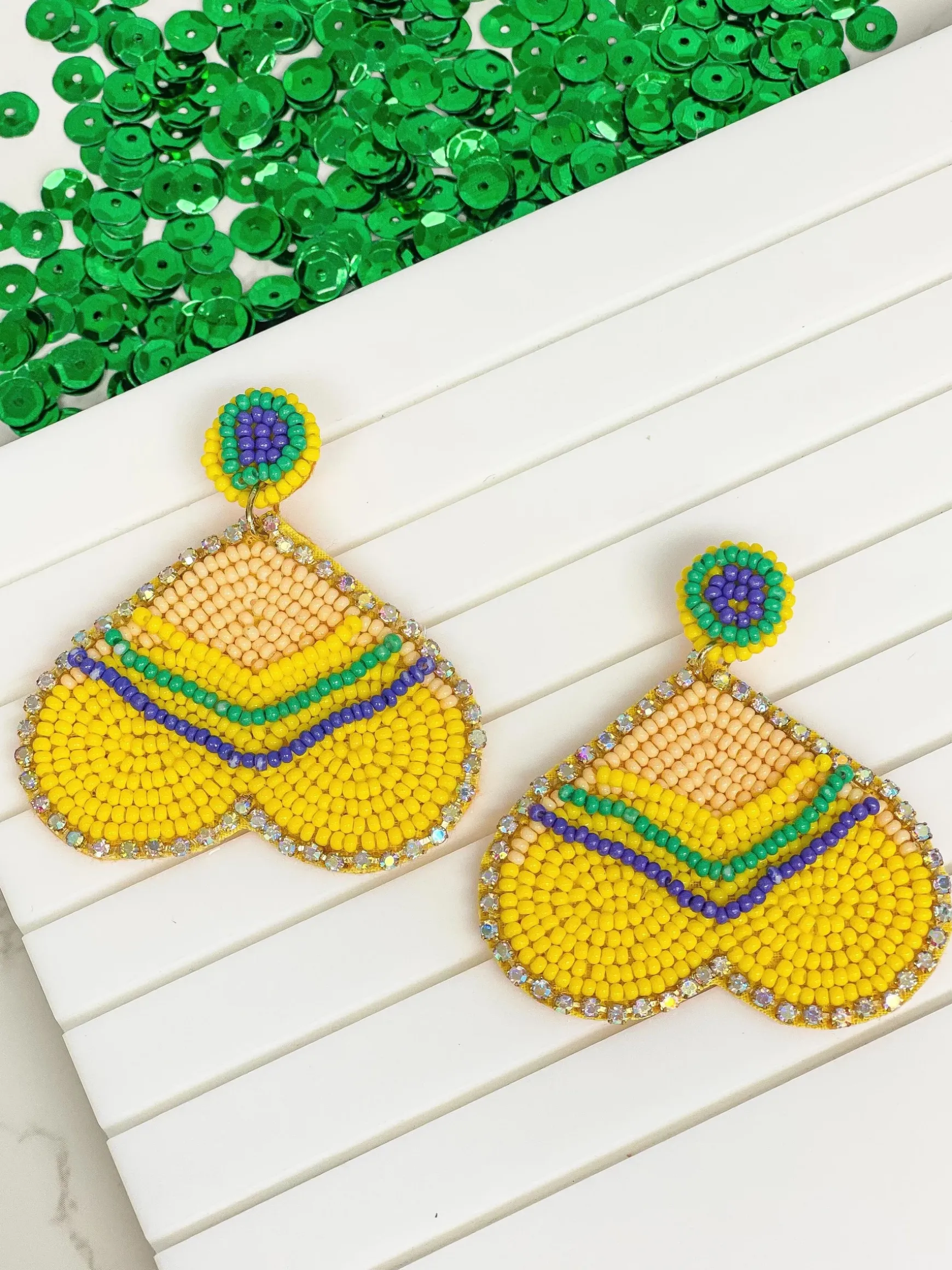 Mardi Gras Beads Dangle Earrings