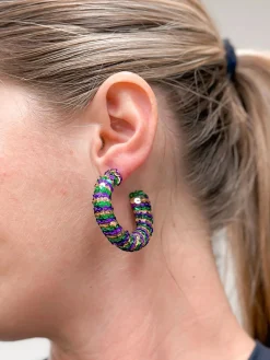 Mardi Gras Bold Sequin Hoop Earrings