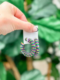 Mardi Gras Bold Sequin Hoop Earrings