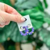 Mardi Gras Dotted Enamel Hoop Earrings - Purple