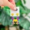 Mardi Gras Fleur De Lis Beaded Dangle Earrings