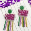 'Mardi Gras' Glitter Dangle Earrings