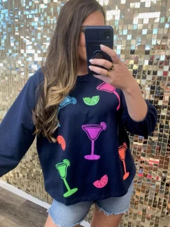 Margarita Sparkle Sweatshirt - Navy by Mud Pie