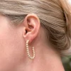 Matte Ball Oval Hoop Earrings - Gold