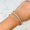 Matte Beaded Triple Strand Magnetic Bracelet - Rose Gold